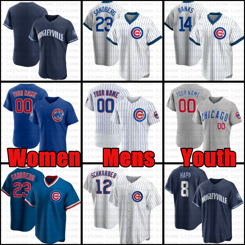 

Ryne Sandberg Custom Chicago Seiya Suzuki Cubs Wrigleyville Baseball Jerseys Marcus Stroman David Bote Nico Hoerner Ian Happ Ernie Banks Willson Contreras Heyward, Mens