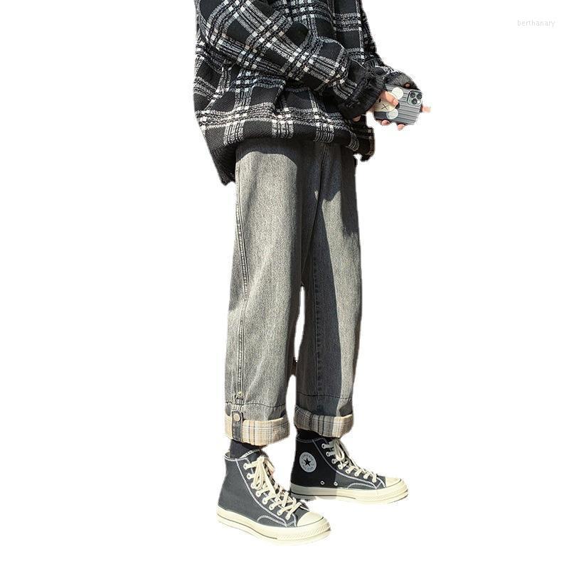 

Men' Jeans Autumn Winter Thicken Jean Men Street Pants 2022 Loose Straight Wide Leg Fashion Brand Versatile Streetwear Jogger For MenMen, Lanse 968