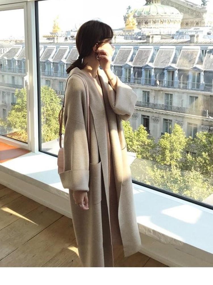 

Women's Knits & Tees 2022 Autumn Long Sleeves Scarf Collar Leisure Women Sweater Loose Large Size Ladies Knit Cardigans Winter Jacket Fashio, Picture color