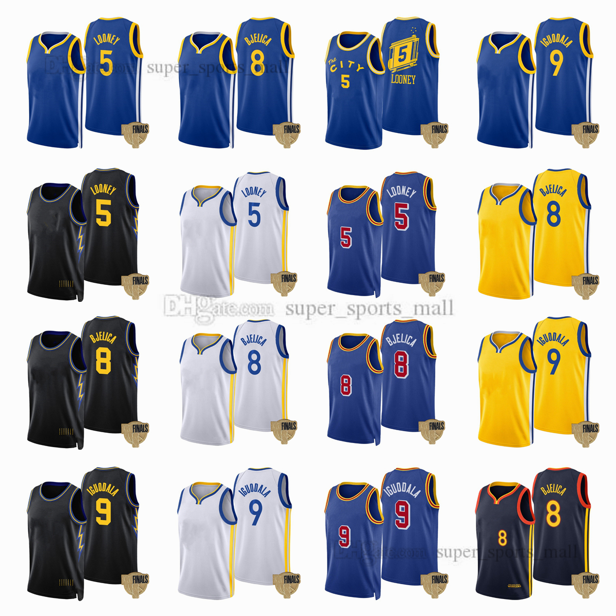 

Printed 2022 City Basketball Jerseys Curry 9 Iguodala 8 Bjelica 5 Looney Jersey
