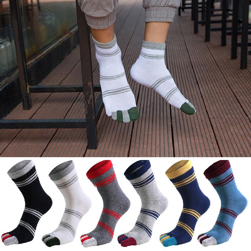 

Men's Socks Five-finger Men Cotton Striped Crew Finger Toe Sock Funny Patchwork Deodorant Foot Fashion Comfortable SocksMen's, 13