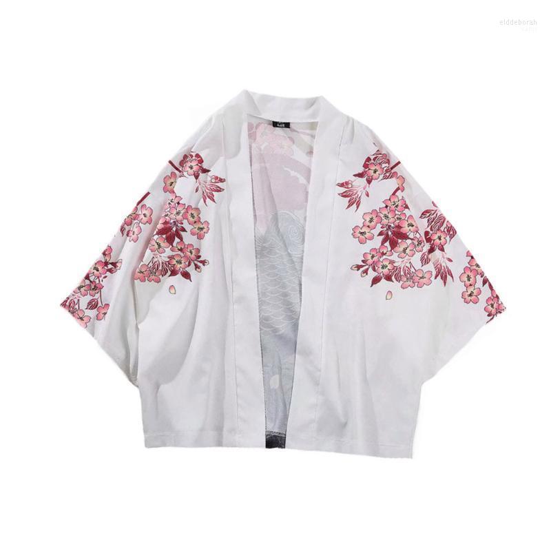 

Men's Casual Shirts Japanese Sleeves Cloak Blouse Kimono Jacke And Five Mens Point Top Summer Womens Men Eldd22, White
