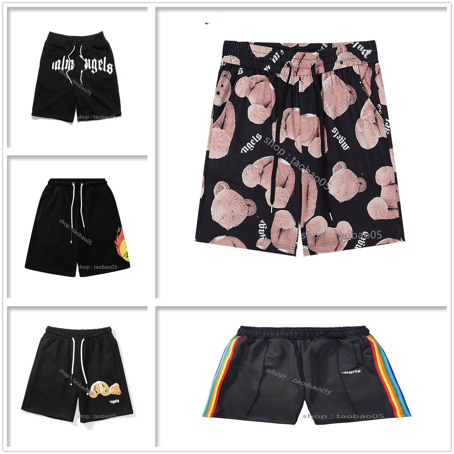

angel Men Shorts women hot pants high quality fleece decapitated bear hip hop street shark loose embroidery Beach shorts letter print Plus Size A08, Button