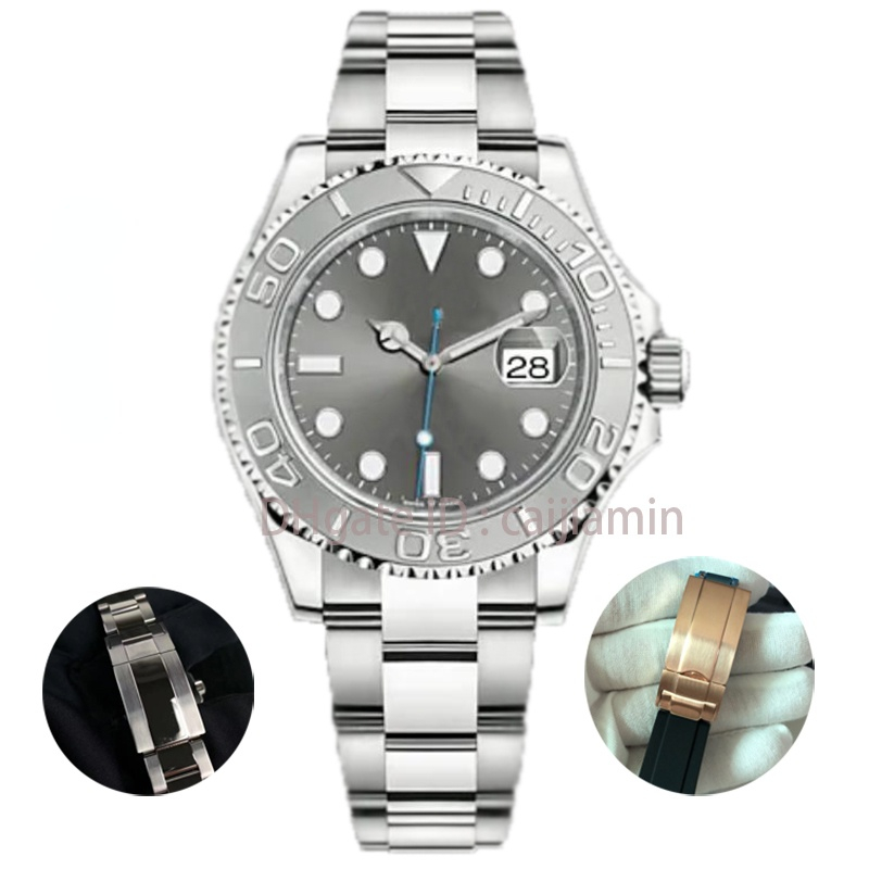 

caijiamin- Mens Watches Yacht Style 40mm Silver Dial Master Automatic Mechanical Sapphire Glass Classic Model Folding WristWatch Super Luminous watch UF, Tool