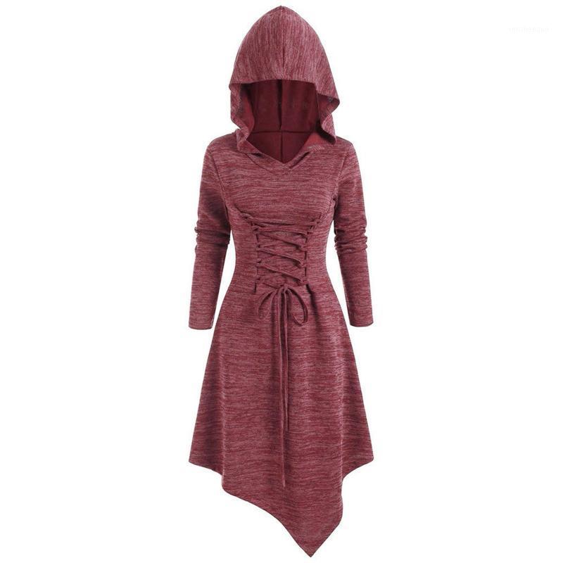 

Casual Dresses Elegant For Women 2022 Lace Up Heathered Sexy Dress Asymmetric Party Black Hooded Vestidos De Mujer