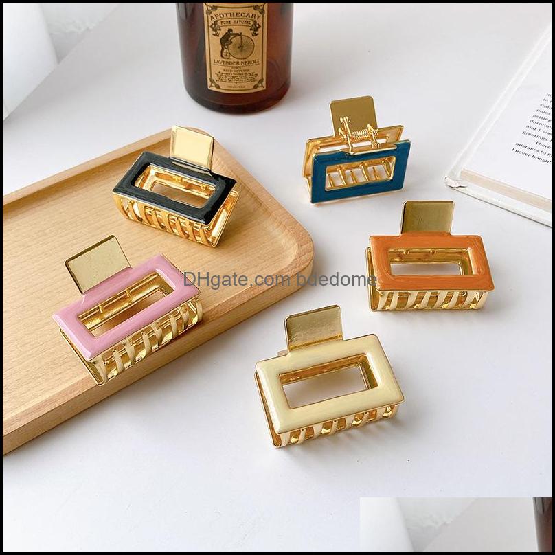 

Hair Clips Barrettes Jewelry Selling Korean Metal Geometric Square Rec Claw Clip High Quality Mticolor Dh8Nc
