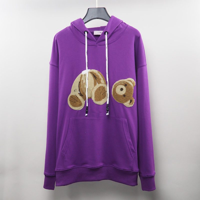 

New sale fashion hoodie Broken sweatshirt Teddy Bear Trendy Terry Explosion Sweater style Men and Women Size S-XL TXGG, Purple