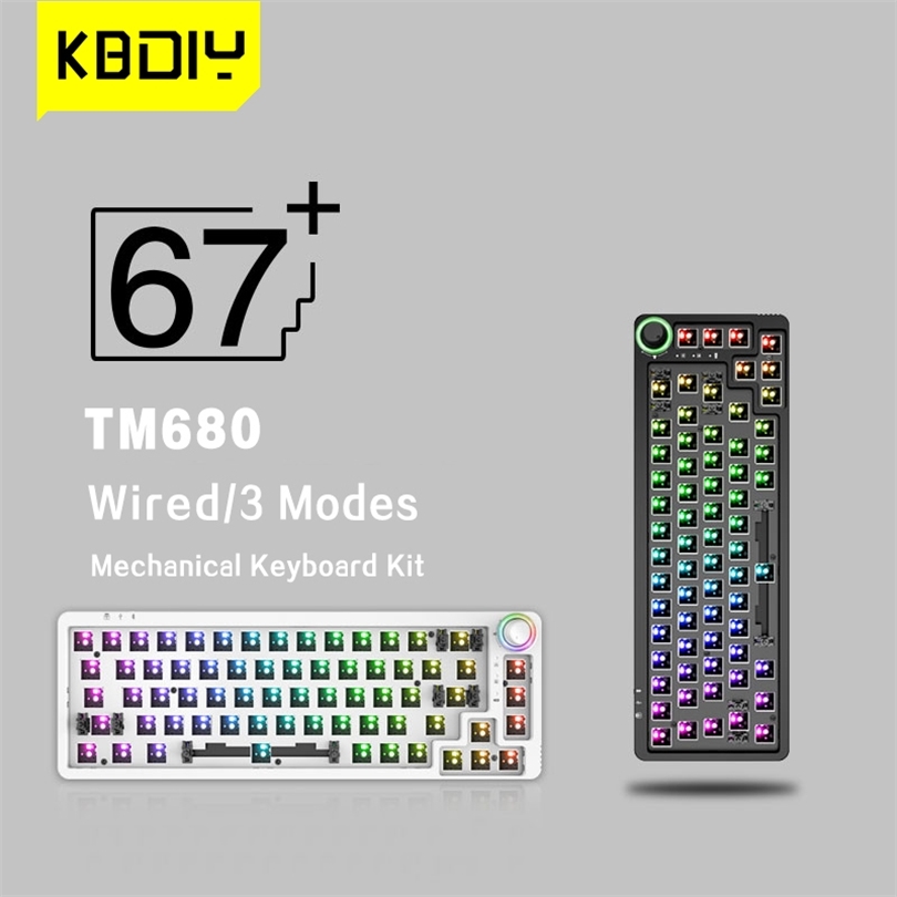 

KBDiy TM680 Knob Swap Mechanical Keyboard Kit Wireless Bluetooth 3 Mode RGB Backlit Gamer 60% For 3Pin/5Pin Switch 220427