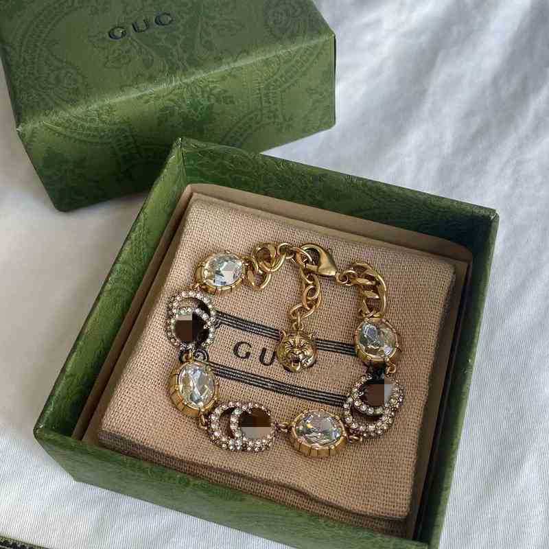 

G 2022 ucci high-end jewelry New Used Double g Full Diamond Crystal Bracelet Female Brass Tiger Head High Quality Jewelry men and women