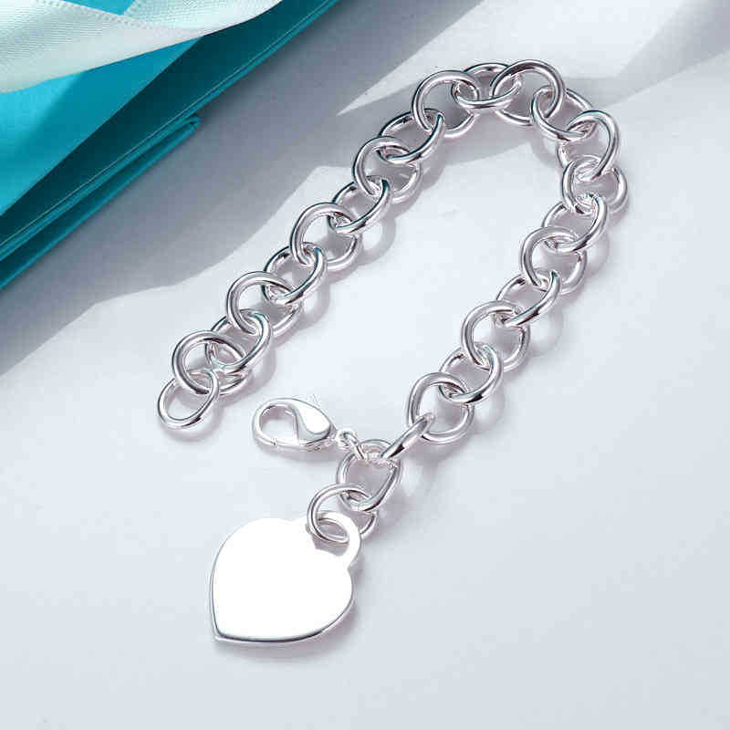 

S925 Sterling Silver Beaded Heart TIF Classic Charm Love Bracelet OT High Quality Brand Jewelry 2022NEW