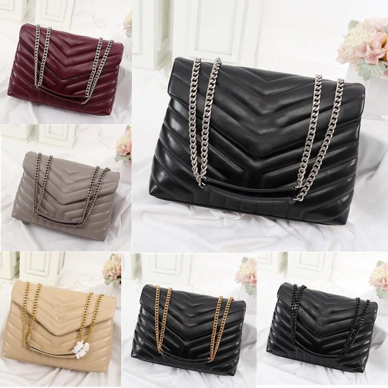 

High Bag Square Fat LOULOU Bags Real Leather Handbags Women's Chain Shoulder Large-capacity Quality Quilted Messenger Desi Sjjss, Black gold