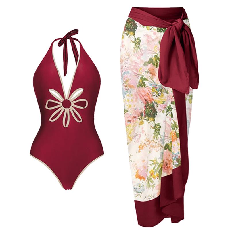 

Women' Swimwear Sexy Cutout One Piece Tankini Fashion Deep V Swimsuit Cover-ups Women Halter Beachwear Bikini Swimming Biquini Brazilian Dr, Beige