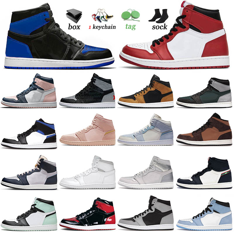 

2021 Luxurys Jumpman 1 Basketball Shoes 1s Mid Light Smoke Grey Shadow Fearless Pink Quartz Chicago Sports Illustrated Patent Royal Women Men Trainers Size 12, B43 cactus jack 36-45