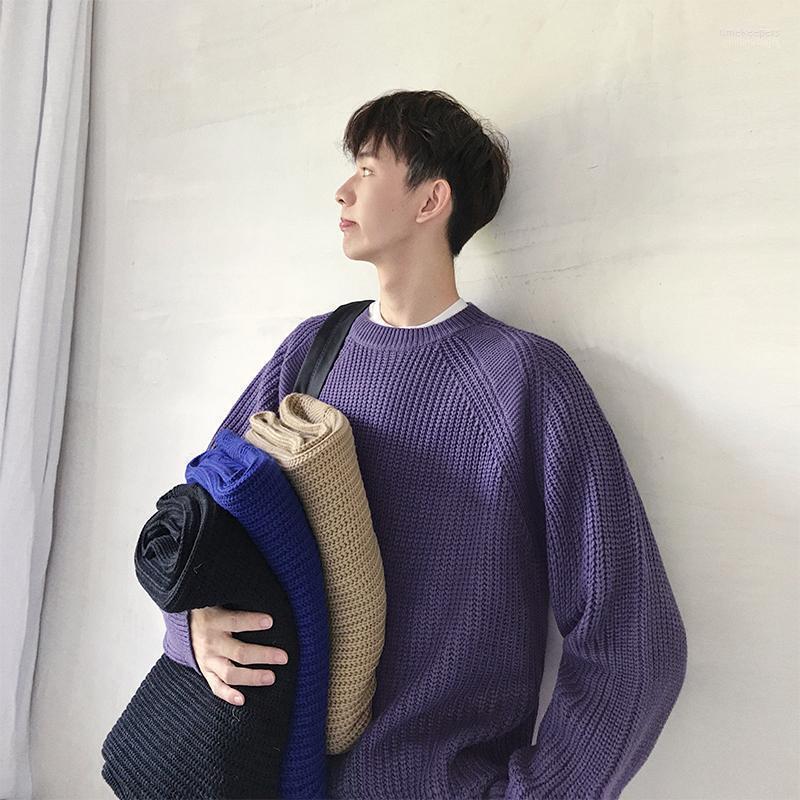 

Autumn And Winter Korean Version Of The Loose Men's Student Trend Couple Harajuku Solid Color Knitted Sweater Sweaters Time22, Blue