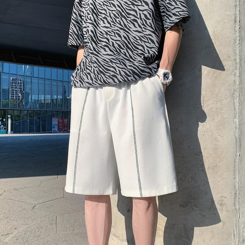 

Men' Shorts Summer Korean Style White Sports Mens Trend Loose Casual Open Line 5-point Pants High Streetwear Wide For MenMen, Black