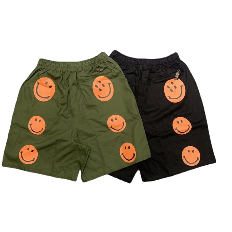 

22SS New Style Foam Smiley Print KAPITAL Shorts Men Women EU Size 100% Cotton KAPITAL Shorts Streetwear Summer Demon Slayer, Black