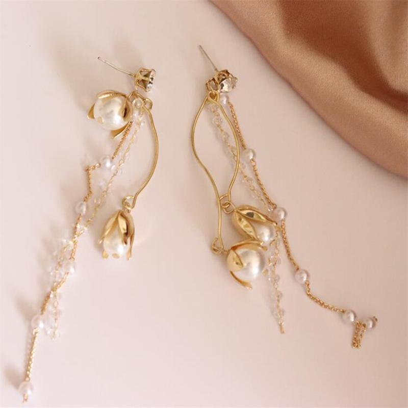 

Dangle & Chandelier Han Edition Long Tassels Eardrop Female Roses Pearl Earring Face Thin Restoring Ancient WaysDangle