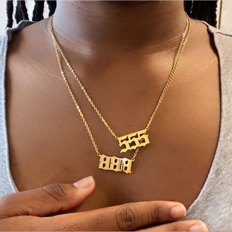 

Pendant Necklaces Angel Number Necklace For Women Stainless Steel Chain Jewelry Minimalist Lucky Numbers