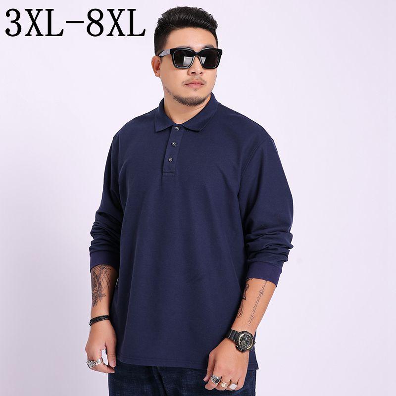 

Men's Polos Plus Size 5XL 6XL 7XL 8XL 2022 Spring Business Shirt Men High Quality Long Sleeve Male Casual HommeMen's Men'sMen's, Black