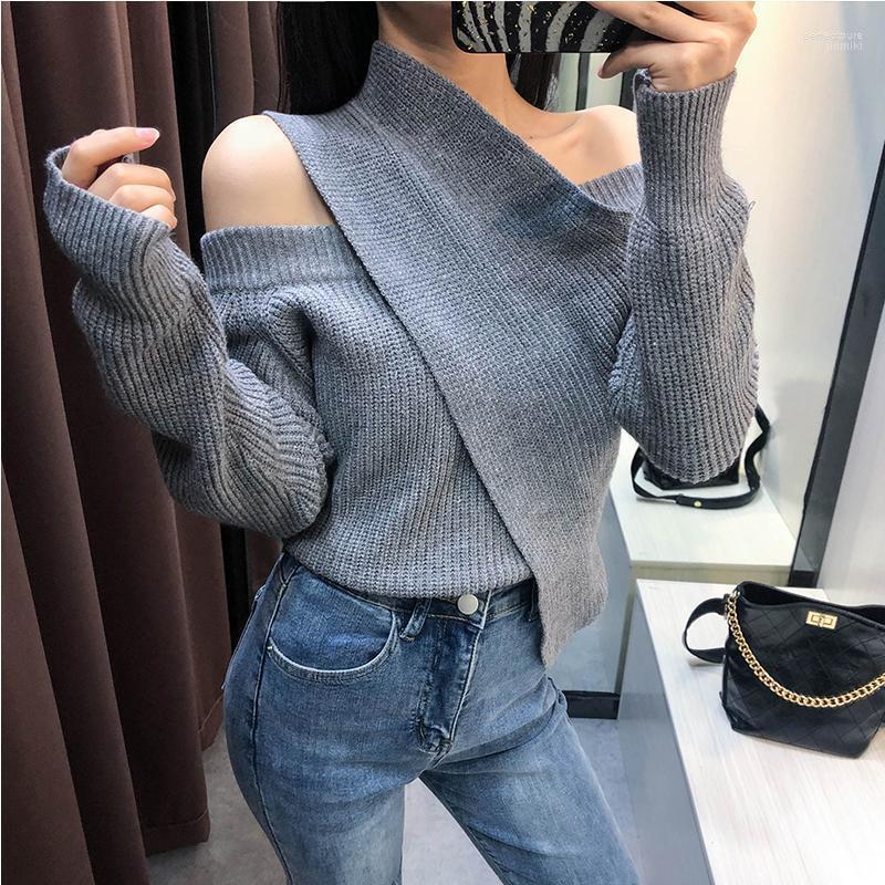 

Women's Sweaters Pullover Time-limited Acrylic Poncho Blusas De Inverno Feminina 2022 Sweater Word Off The Shoulder Sexy Loose Women Perf22, Black