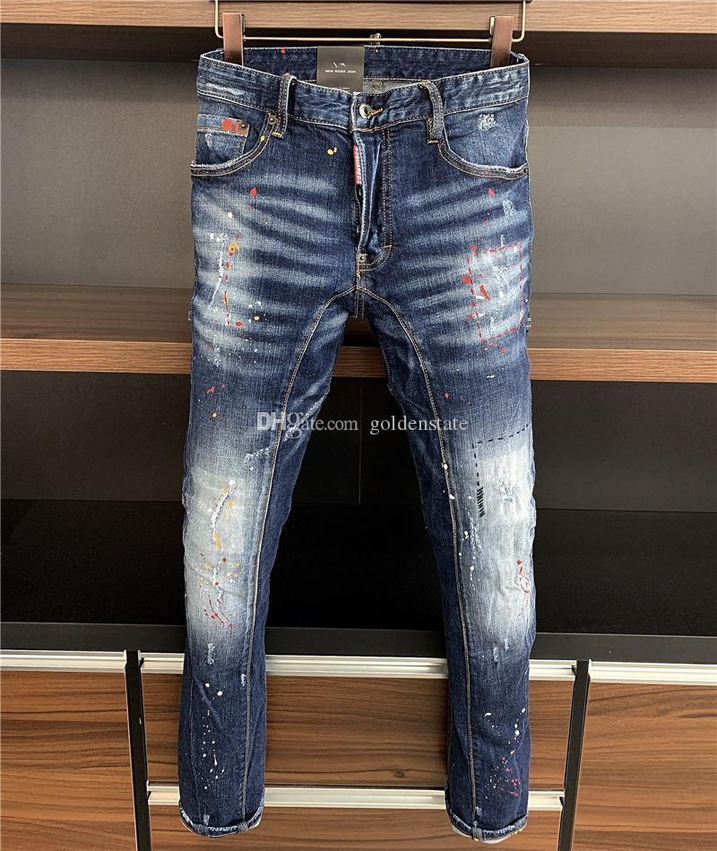 

SS20 New Arrival Top Quality D2 Designer Men Denim Cool Guy Jeans Embroidery Pants Fashion Holes Trousers Italy Siz DSQUAREDs DSQ2s DSQs dHa, A369