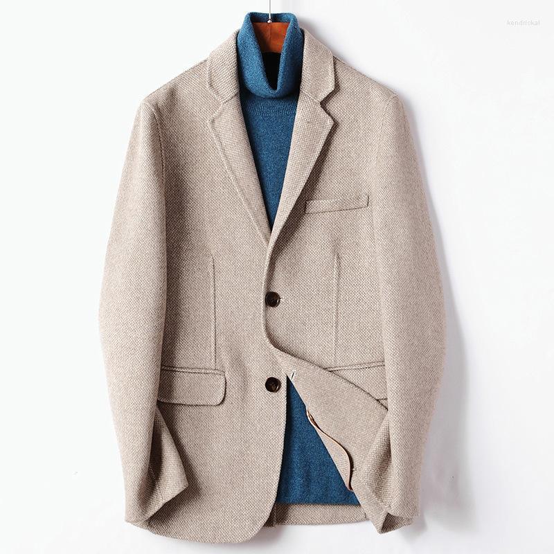 

Men's Wool & Blends Top Autumn Winter Woolen Coat 2022 Hand-Made Double-Sided 54% Jacket Streetwear Short Windbreaker Slim Overcoat Suit Ken, Khaki