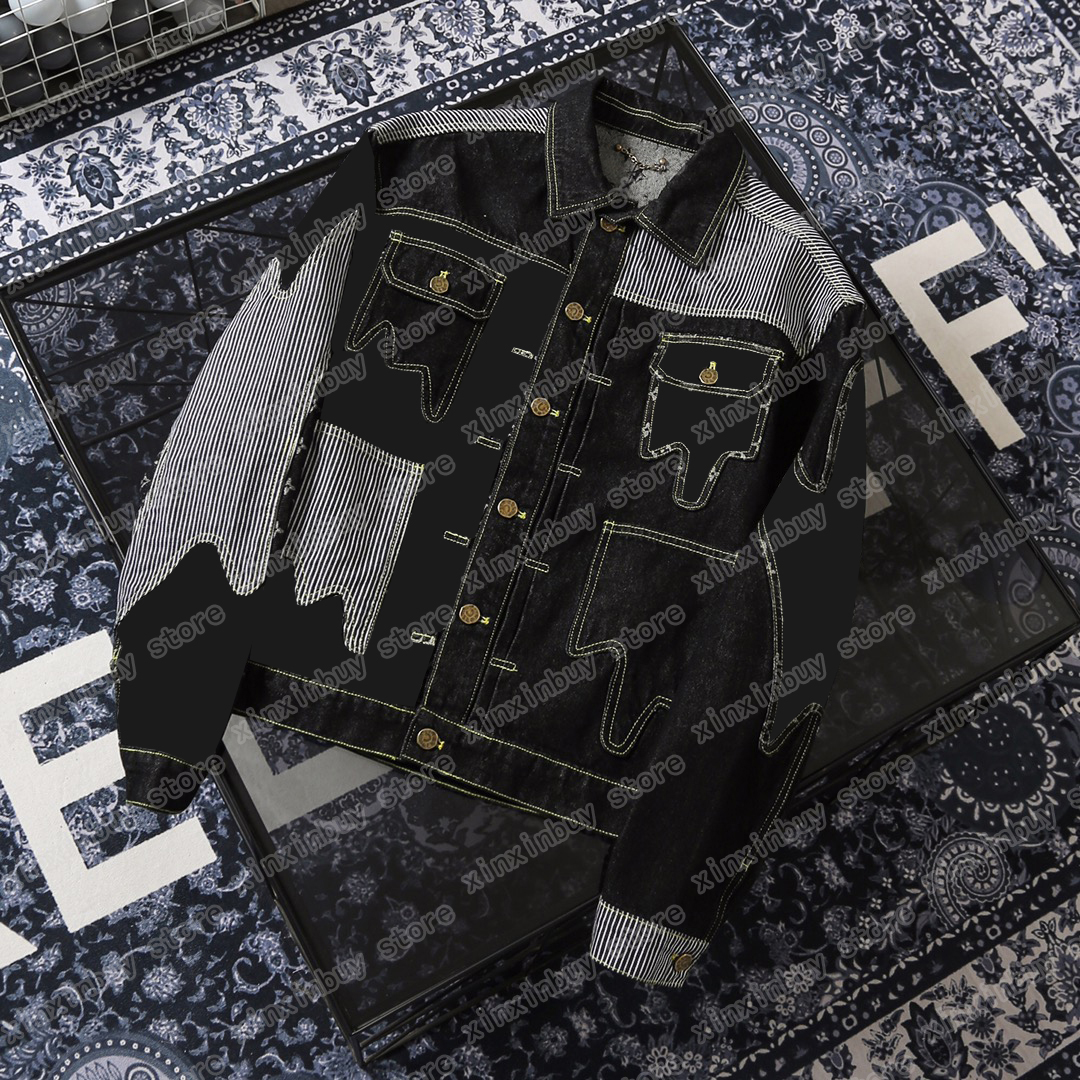 

22ss Men Women Designers Jackets denim coat plaid Jacquard Embroidery Lapel Neck paris Streetwear black XS-L