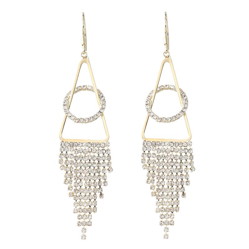 

Dangle & Chandelier Shiny Rhinestone Drop Earrings For Women Simple Tassel Hook Earring Brincos Weddings Party Fashion Jewelry GiftsDangle
