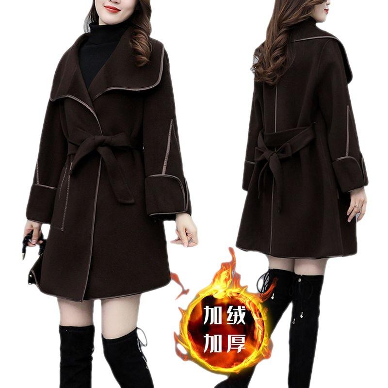 

Women' Wool & Blends With Thick Woolen Cloth Coat In The Long Winter Of 2022 Velvet Temperament Show Thin Big Yards Dress Ga Color CoaWomen, Khaki