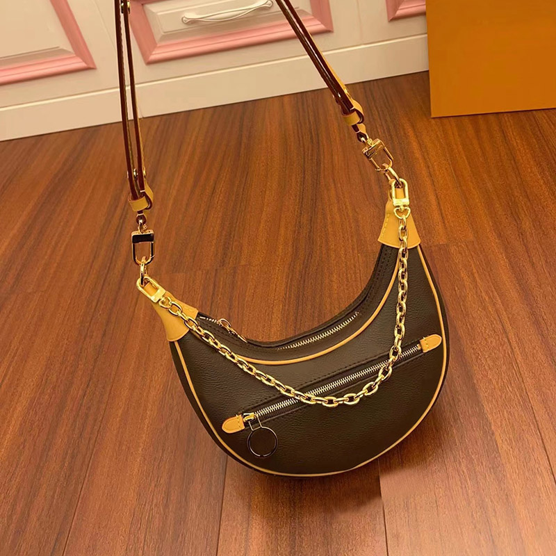 

2022 New Luxury Designer Underarm Bag Vintage Shoulder Bag Chain High Quality Ladies moon Handbags, Brown