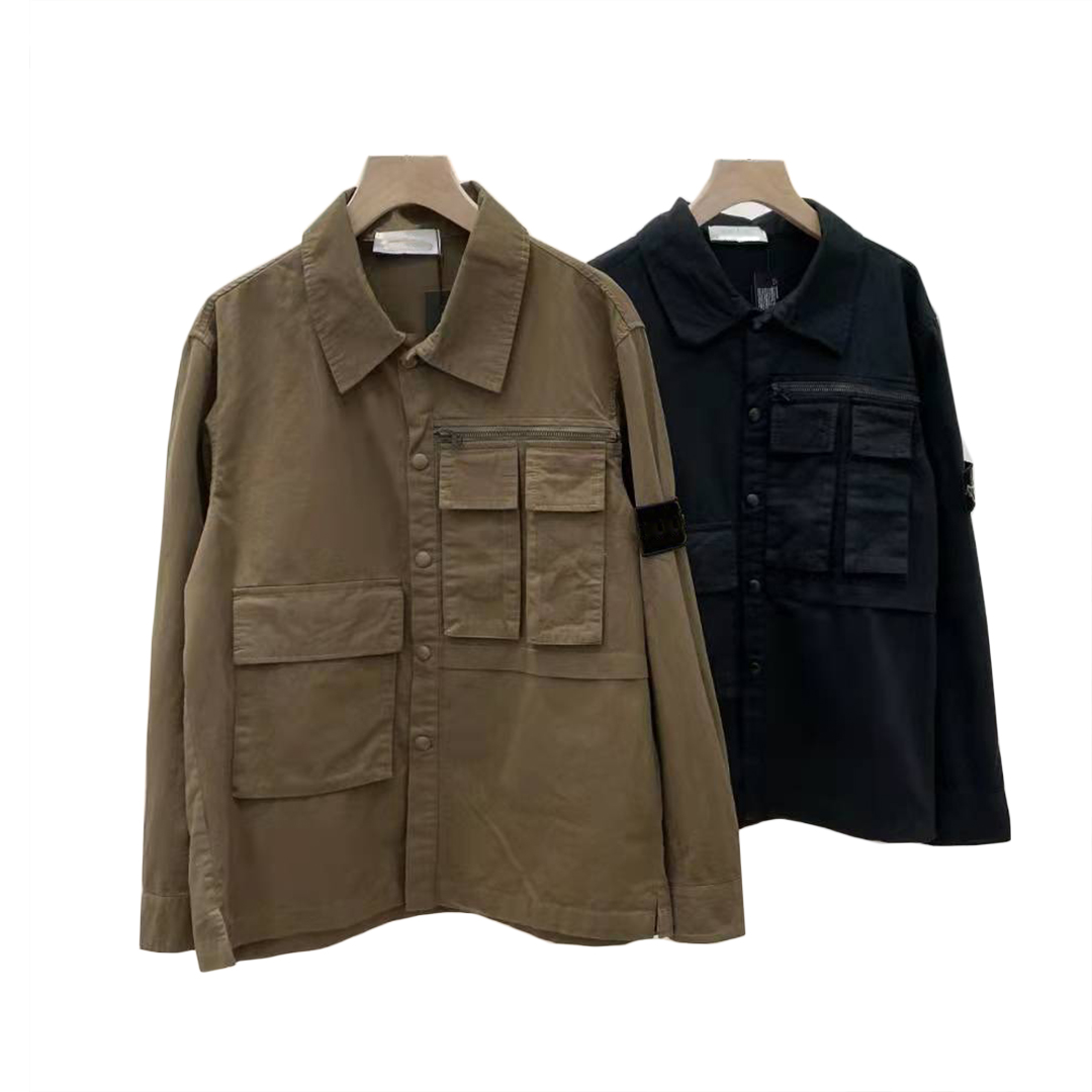 

Mens Jackets Jumper Designer Patched Pockets Chore Coat PA Jean Jacket Windbreaker Embroidered Armbands Spring Autumn, Khaki