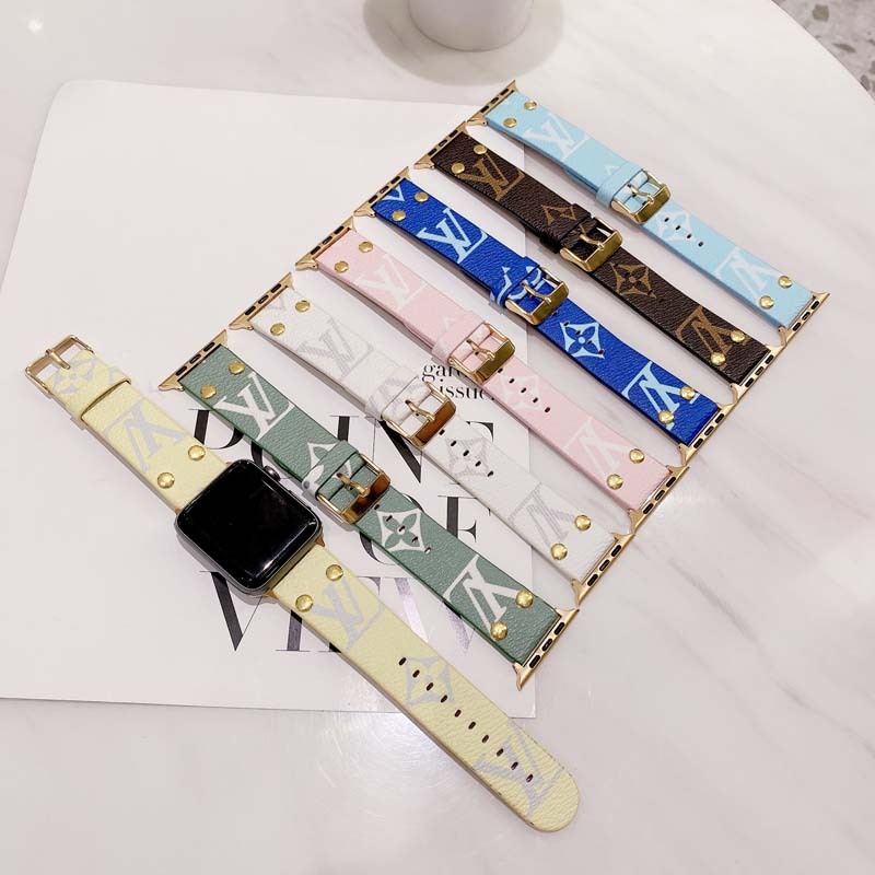 

Louis Vuitton LV fashion designer luxury Strap for apple 42mm 38mm 40mm 44mm iwatch 2 3 4 5 watch bands Leather Bracelet Stripes watchband 65732