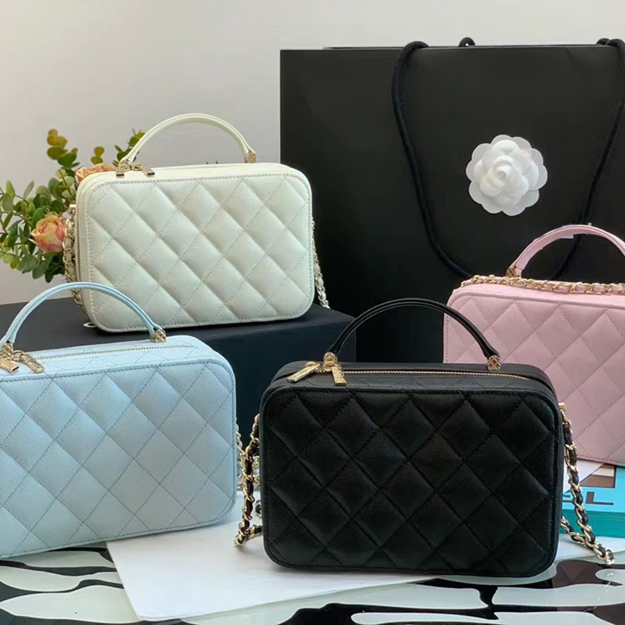 Original Quality Diamond Lattice Caviar Cosmetic Bag Designer Women Cross Body Bags Luxuries Designers Makeup Bag With Box C062