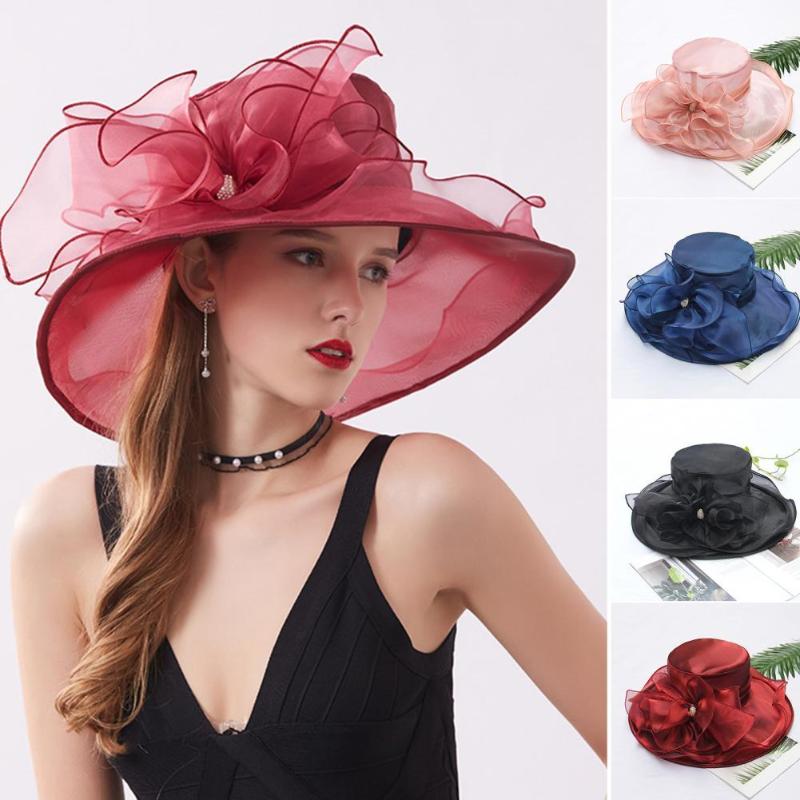 

Visors Summer Hat Women Cap Wide Brim Cloth Flower Temperament Foldable Rhinestones Buckle For Wedding Party Female GorrasVisors VisorsVisor, Wine red