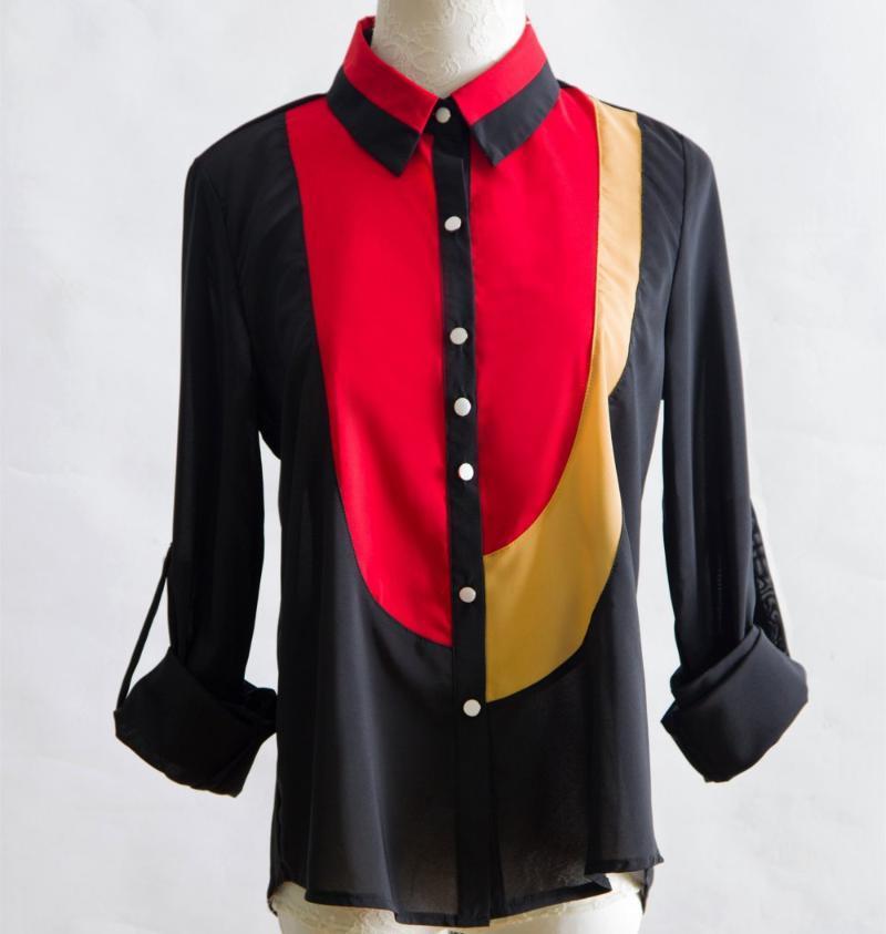 

Women' Blouses & Shirts Office Blouse Shirt Chiffon White Black Patchwork Female Blusas Femininas Woman Clothes Formal XXXXXL 4XL Plus Size, Color a