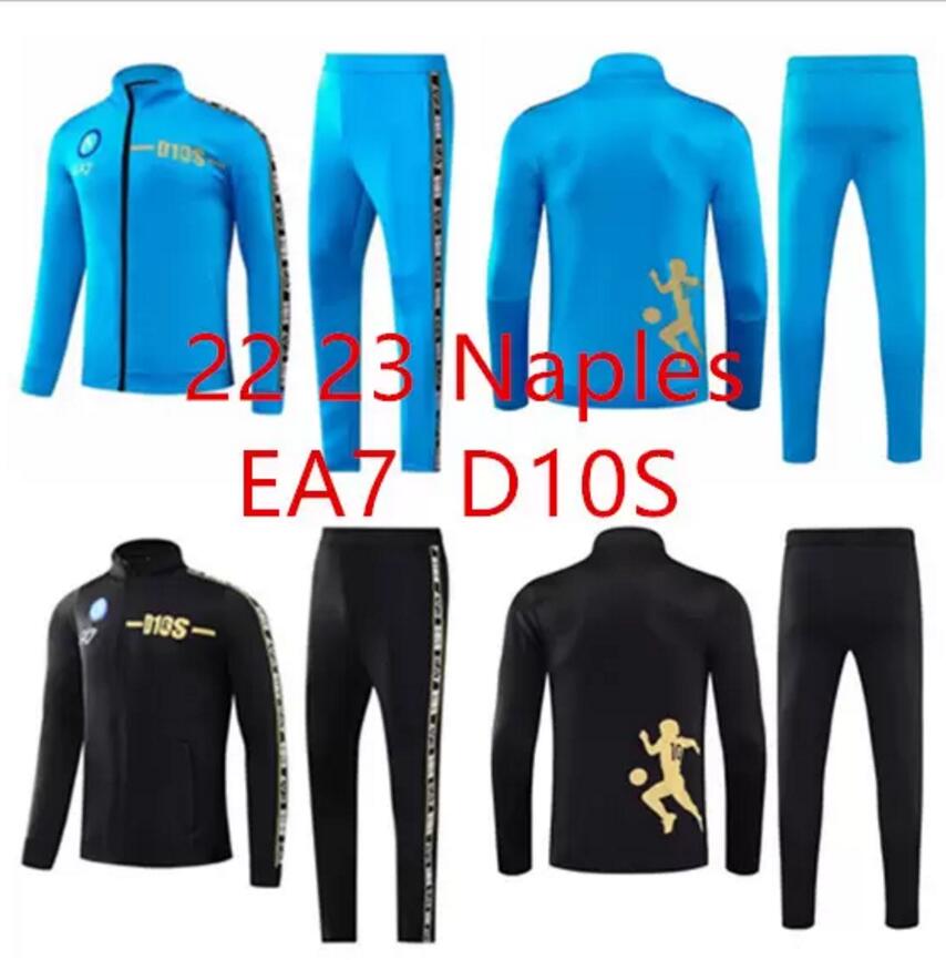 

22 23 AE7 D10S Napoli trackSuit jacket soccer jersey Zielinski 2022/23 SSC Naple long zipper set veste suit, Blue