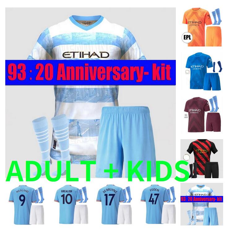 

adult kits 2022 2023 Manchester HAALAND SOCCER JERSEYS City GREALISH STERLING MANS CITIES MAHREZ G.JESUS DE BRUYNE FODEN 22 23 football tops shirts kids kit uniform