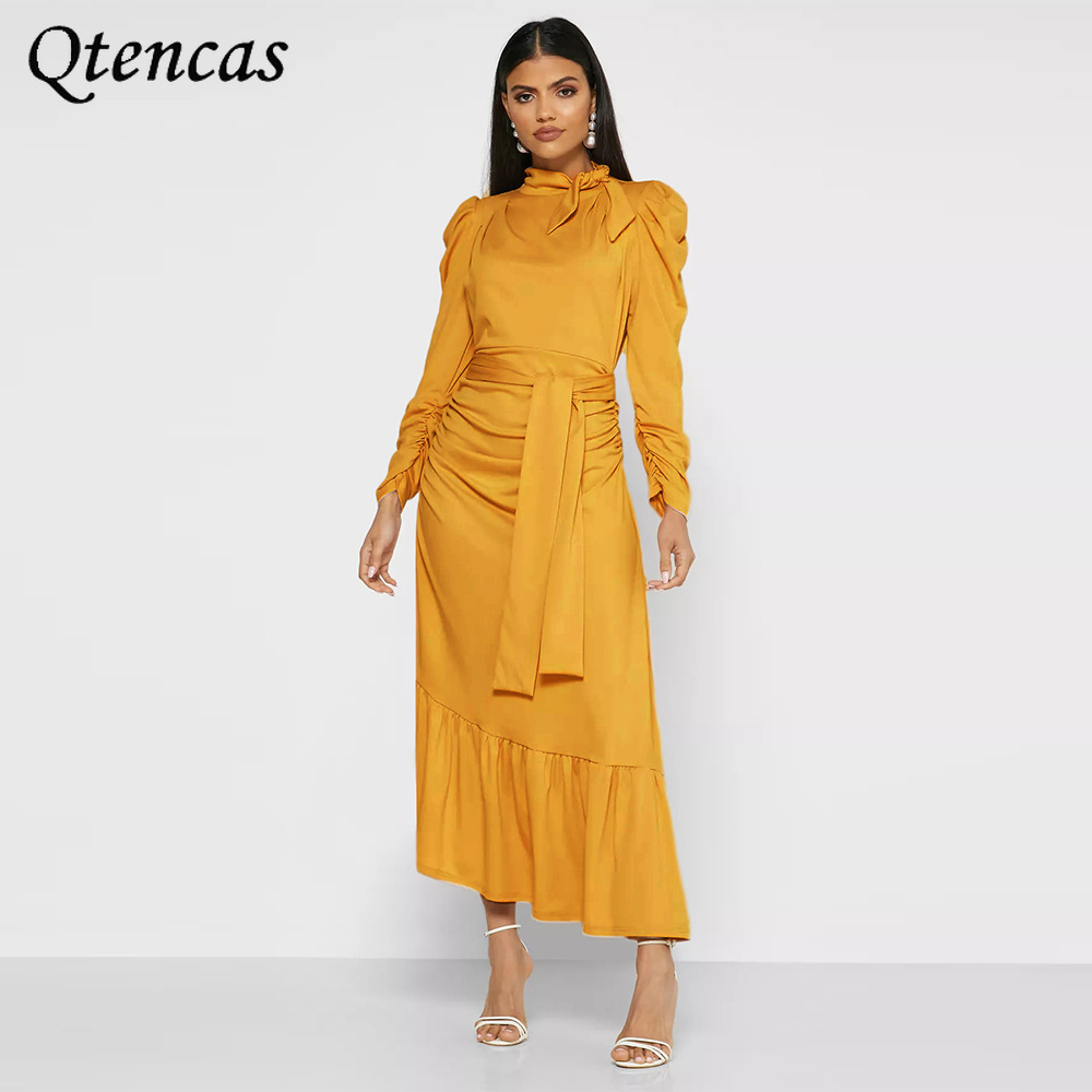 

Eid Mubarak Pleated Muslim Dress Women Turkey Abaya Dubai Kaftan Moroccan Caftan Hijab Dresses Islam Clothing Robe Longue Femme