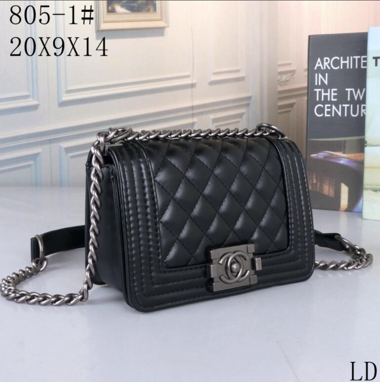 

Chanel fashion designer bag women's handbag cross Messenger Shoulder chain bag high quality leather wallet women's large capacity shaped diamond mesh 20cm, Black