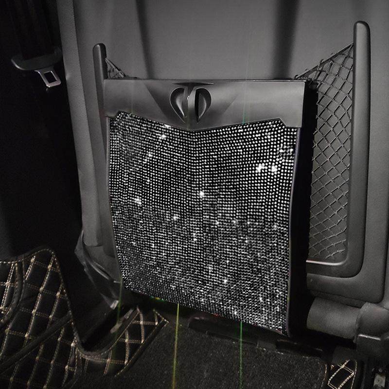 

Car Organizer Bling Trash Can ,Car Seat Garbage Bag Holder,Multipurpose Hanging Bags Artificial Leather Storage Pocket