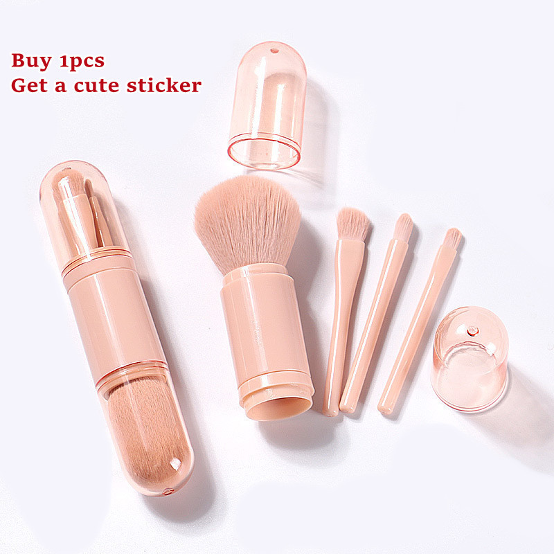 

Cartoon Telescopic 4 in 1 Travel Portable Makeup Brushes Set Eyeshadow Lip Cosmetics For Face Kit 220722