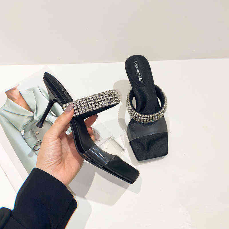 

Sandals Women 2022 Luxury Brand Fashion Summer Sexy Crystal Rhinone High Heels Stiletto Party ZA Shoes Woman Slippers -40 G220525, 5cm