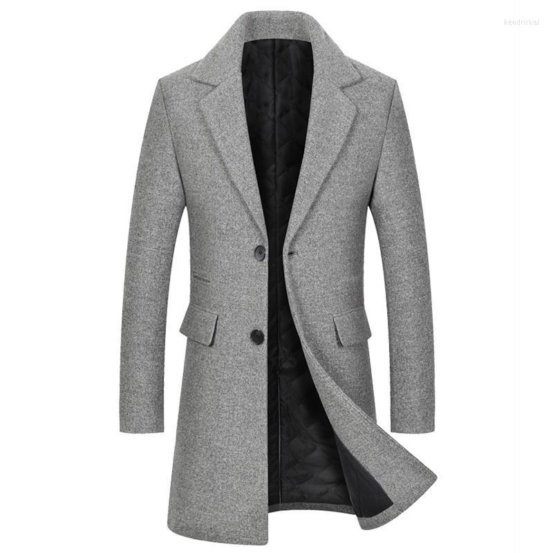 

Men's Wool & Blends Woolen Coat Men/2022 Autumn And Winter Thick Mid-length Korean Fashion Youth Blended Windbreaker Jacket Kend22, Light grey