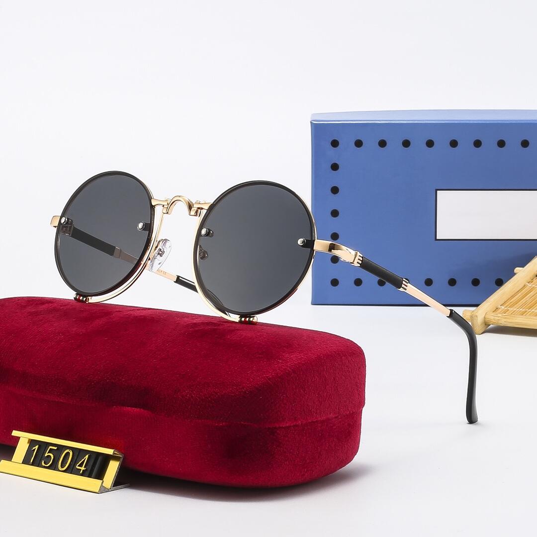 

Classic Round Sunglasses Brand Designer UV400 Eyewear Metal Gold Frame Sun Glasses Men Women Mirror Sunglasses Polaroid glass Lens With Box