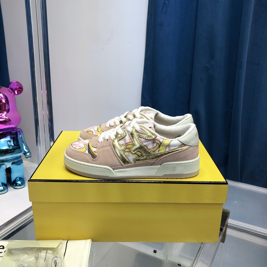 

new Match fendace Women's Print Pink Satin Shoes Casual Shoes 8E8308 Color matching