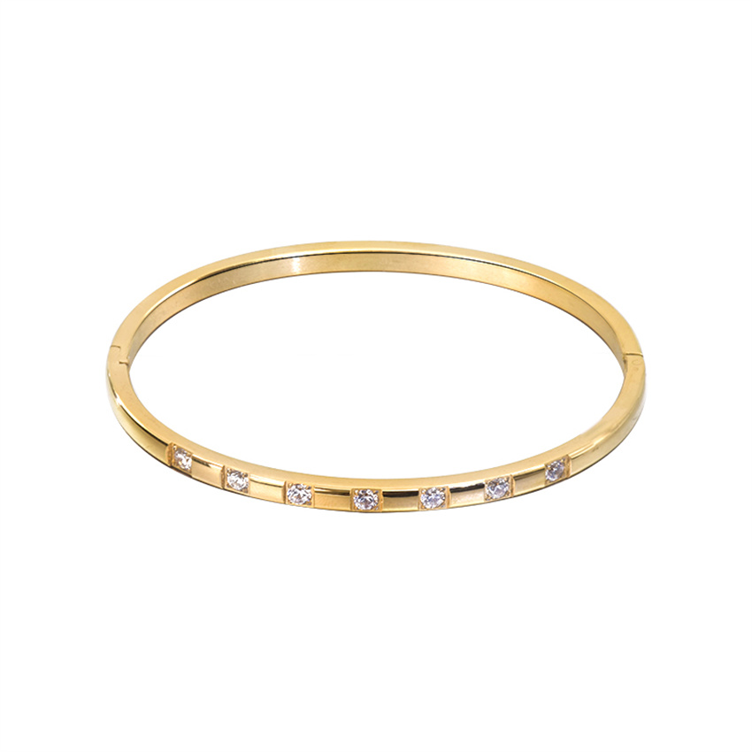 

Fine Jewelry Crystal Bangles Bracelet For Women Classic Brand Jewelry Stainless Steel Rose Gold Costume Accessories Christmas Gift Female Wedding Holiday Party