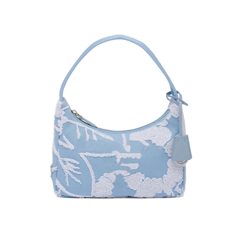 Summer New Women Designers Totes Hobo Shoulder Bags Floral Embroidery Underarm Bag for Women High Quality Twill Fabric