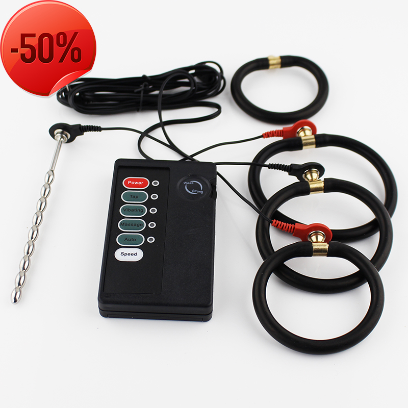 50% discount Electric/electro Ring Stainless Steel Urethral Sounding Peni Shock Anal Plug Extender Enlargement Sex Toy for Electrode Ge Sex shop-image-767873073