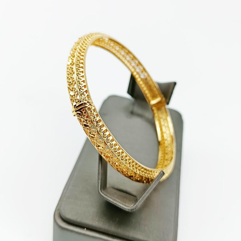 

Bangle Dubai 24K Gold Women Flower Wedding Bride High Quality Copper Plated
