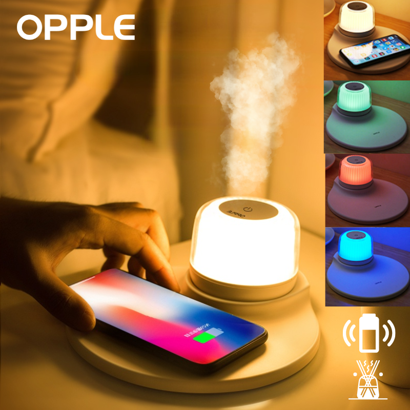 OPPLE RGB Smart Night Lamp Wireless Charger Fast Charging Fragrance Lamp Aromatherapy Led Wall Light Bedroom Decor-image-757628936